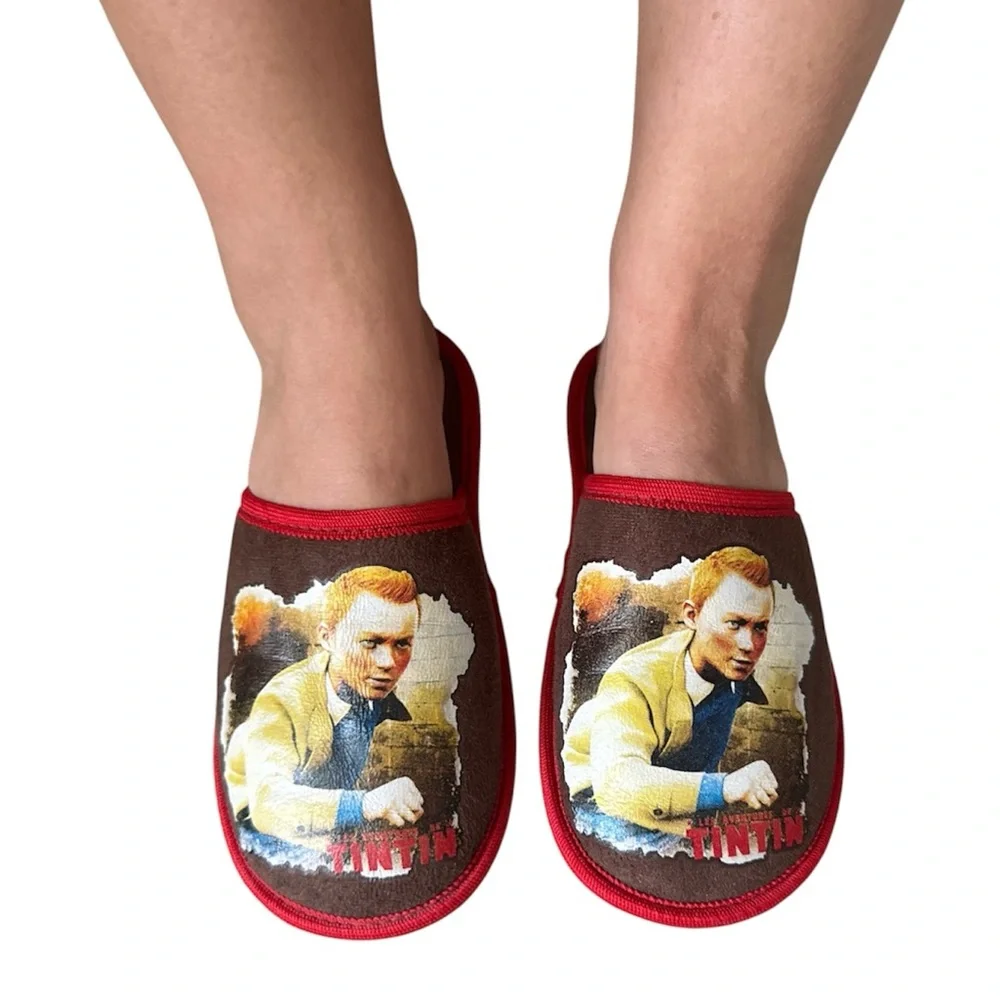 Tintin Brown & Red Women Slip-On Slippers women size 35